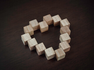 Heart shape with wooden block.