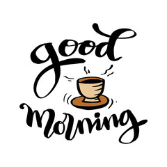 Good Morning lettering. Greeting card concept.
