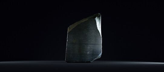 Recreation of the Rosetta Stone on black background. 