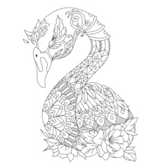 Beautiful Goose Drawn in Doodle Style