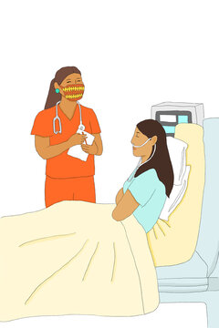 Nurse checking in on patient