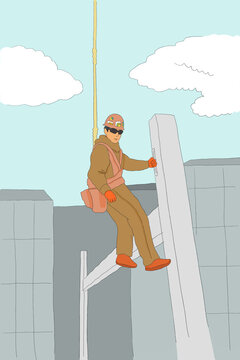 Ironworker working on a building