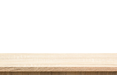 wooden table on white background.