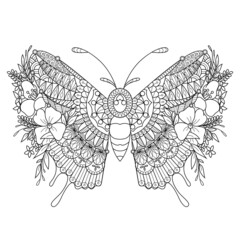 Butterfly Mandala Zentangle Illustration in Lineal Style