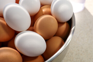 Eggs in a Bowl on a Sunny Counter Ready for Breakfast