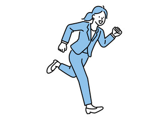走る会社員のイラスト(ステップアップ、モチベーション、飛躍、向上心、昇進、やる気、努力) Illustration of a male businessman showing step-up, motivation, leap, ambition, promotion, motivation, effort, enthusiasm