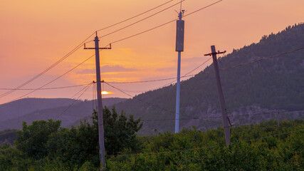 Evening sunset and cars