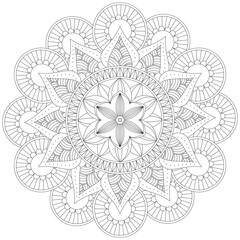 Leaf Flower Petal Coloring Mandala Art Simple Graphic Shape Vector Floral Oriental Outline Vintage Decorative Elements Pattern Illustration Islam Arabic Indian Turkish Mystic Religion Morals Lotus