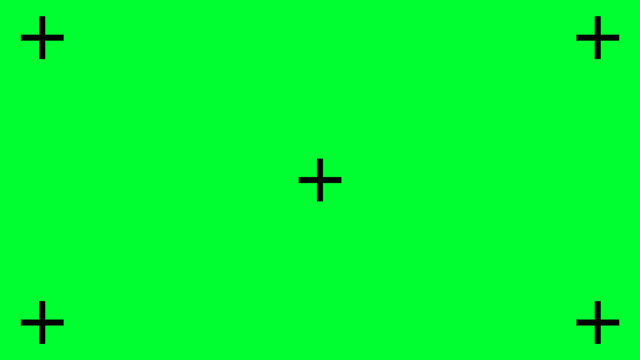 Green Screen Background With Focus Crosses, VFX Motion Tracking Markers. Abstract Concept Video Footage Replacement Tracking Markers Element