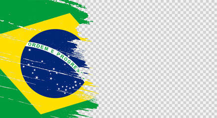 Brazil  flag with brush paint textured isolated  on png or transparent background,Symbol Brazil,template for banner,advertising ,promote, design,vector,top gold medal winner sport country - obrazy, fototapety, plakaty