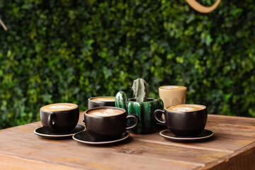 Coffee cups on a table
