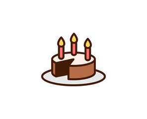 Cake flat icon. Single high quality outline symbol for web design or mobile app.  Holidays thin line signs for design logo, visit card, etc. Outline pictogram EPS10