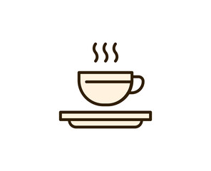 Cup of tea or coffee flat icon. Single high quality outline symbol for web design or mobile app.  Holidays thin line signs for design logo, visit card, etc. Outline pictogram EPS10
