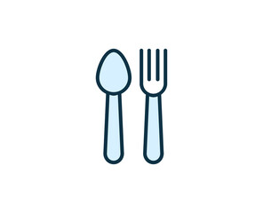 Fork and spoon line icon. High quality outline symbol for web design or mobile app. Thin line sign for design logo. Color outline pictogram on white background