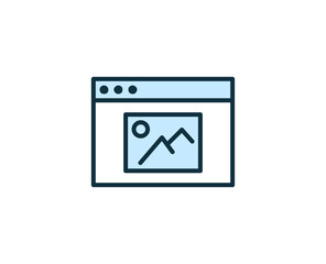 Gallery flat icon. Thin line signs for design logo, visit card, etc. Single high-quality outline symbol for web design or mobile app. Sign outline pictogram.