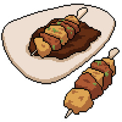pixel art meatball steak stick