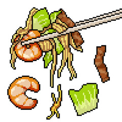pixel art asian noodle chopstick
