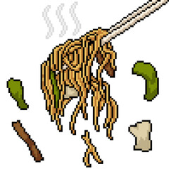 pixel art asian noodle chopstick