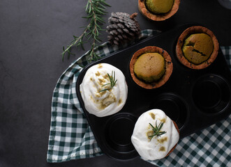 Set of Matcha Green tea Cup for serve with milk or tea and coffee, Selective focus.