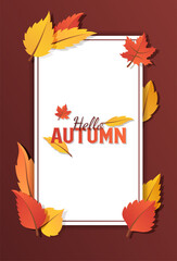 Hallo autumn sale background layout decorate with leaves for shopping sale or promo poster and frame leaflet or web banner.Vector illustration template.