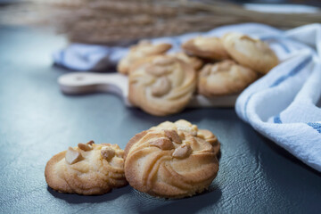Cookies bakery over blue table background