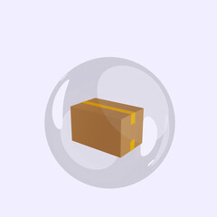3d illustration of object box packing inside bubbles