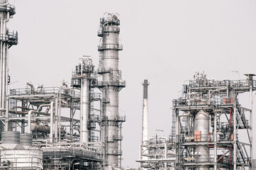 Industrial zone,The equipment of oil refining,Close-up of industrial pipelines of an oil-refinery plant,Detail of oil pipeline with valves in large oil refinery.