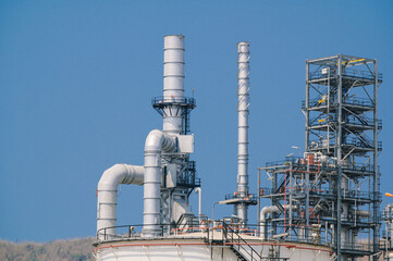 Industrial zone,The equipment of oil refining,Close-up of industrial pipelines of an oil-refinery plant,Detail of oil pipeline with valves in large oil refinery.