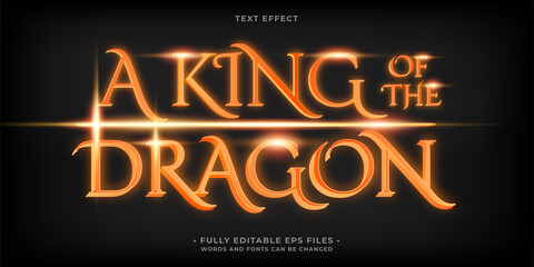 a king of the dragon text effect isolated on black. editable eps cc - obrazy, fototapety, plakaty