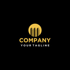 Simple building, real estate label design, rustic hipster city skyline stamp logo