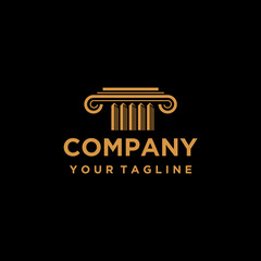 Ancient Pillar Columns Greek Rome Athens Historical Building logo design