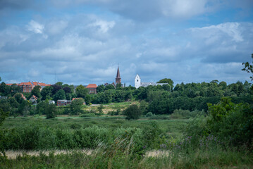 Fototapeta na wymiar Church view Skive Ådal Denmark 