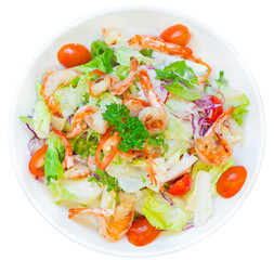 salad with shrimps mix vegetables