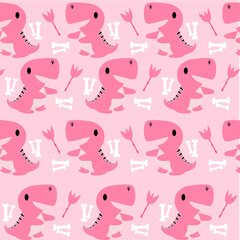 pink dino Cartoon hand drawn character. Dino handdrawn clipart.Isolated scandinavian cartoon illustration for children, book, template pattern. © Jakkapong
