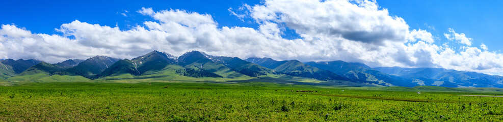 Nalati grassland with beautiful mountain natural landscape in Xinjiang,China.