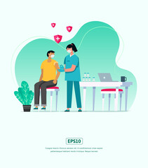 Flat Illustration of a nurse vaccinating a patient