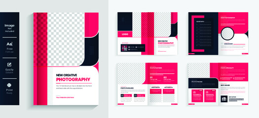 16 pages colorful photography brochure design template. creative and modern design template unique concept