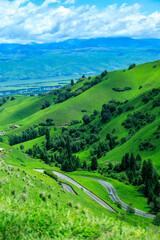 Nalati grassland with beautiful mountain natural landscape in Xinjiang,China.