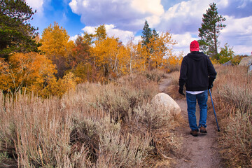 hiking at Mammoth California in the fall