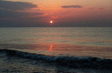A sunrise seen from the beach of the sea © sebi_2569