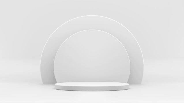 3D render, Minimal empty podium or pedestal display and backdrop,Blank product shelf for presentation.