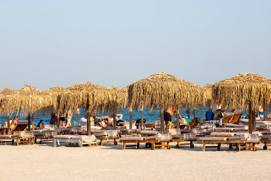 Tourists on the beach in Mamaia Nord Navodari - Romania