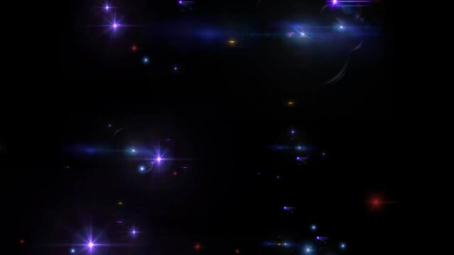 Fast Rapid Flashing Cosmic Stars Against Black Background. After Effects