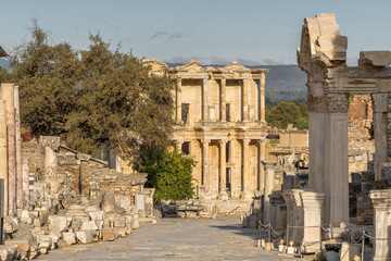 Fototapeta na wymiar Celsus Library in ancient city Ephesus, Turkey