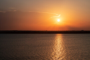 Landscape with sunset on Lake Siutghiol - Romania