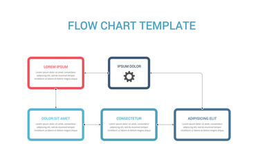 Flow chart infographic template with nodes and arrows, process diagram, organization structure template