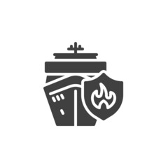 Marine boat fire insurance vector icon