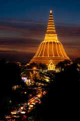 The Buddha house pagoda bigess of Thailand surrounding high traffice to travel