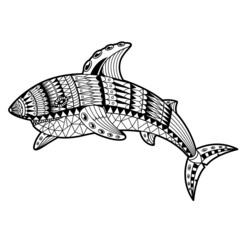 Shark Illustration Mandala Zentangle Lineal Style