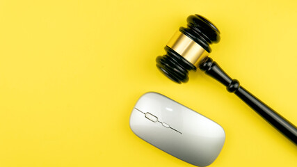 Judge gavel on light background, top view. Law concept